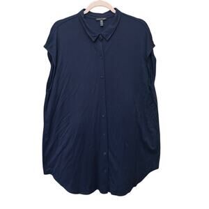 Eileen Fisher Midnight Blue Button-Down Top